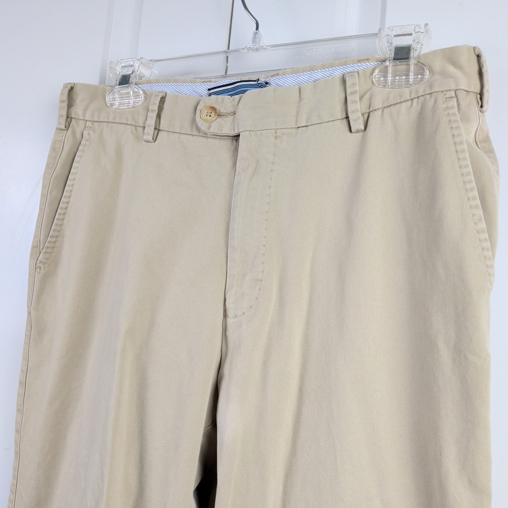 Peter Millar Pants Mens 33 Khaki Pima Cotton Chino Cuffed Hem Golf Preppy